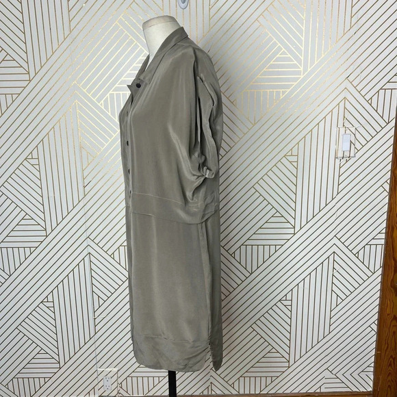 Kain Label Tan‎ Beige Silk Short Sleeve Shirtdress Size US 8 - Picture 6 of 12